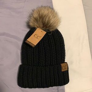 Black C.C beanie hat